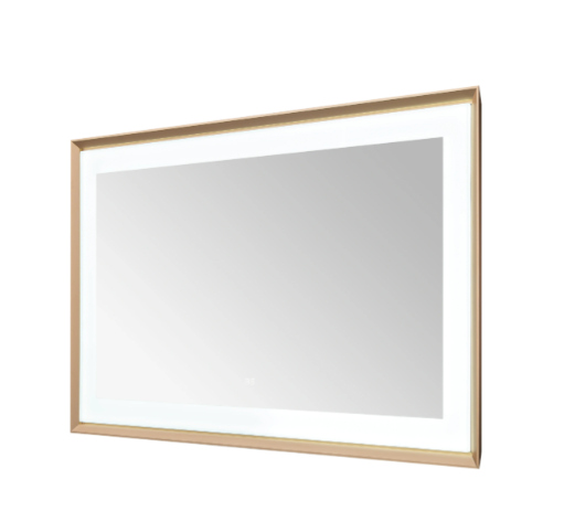 Aquadom Madison 60''x 36'' x 2.28'' LED Lighted Chamfer Frame Mirror with Defogger Brushed Gold Finish