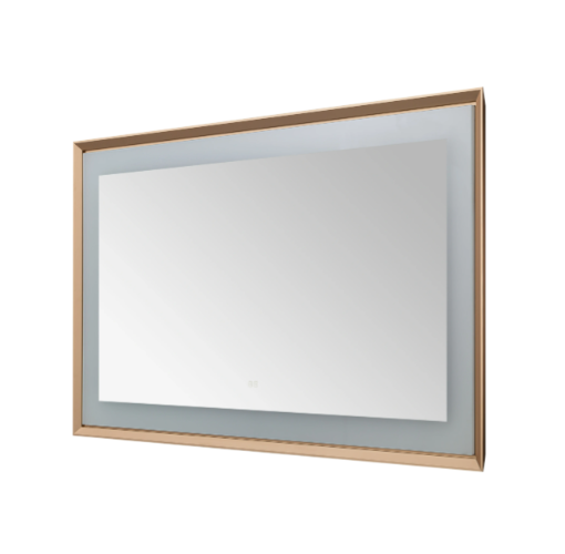Aquadom Madison 60''x 36'' x 2.28'' LED Lighted Chamfer Frame Mirror with Defogger Brushed Gold Finish