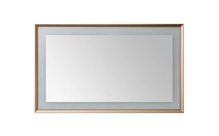 Aquadom Madison 60''x 36'' x 2.28'' LED Lighted Chamfer Frame Mirror with Defogger Brushed Gold Finish