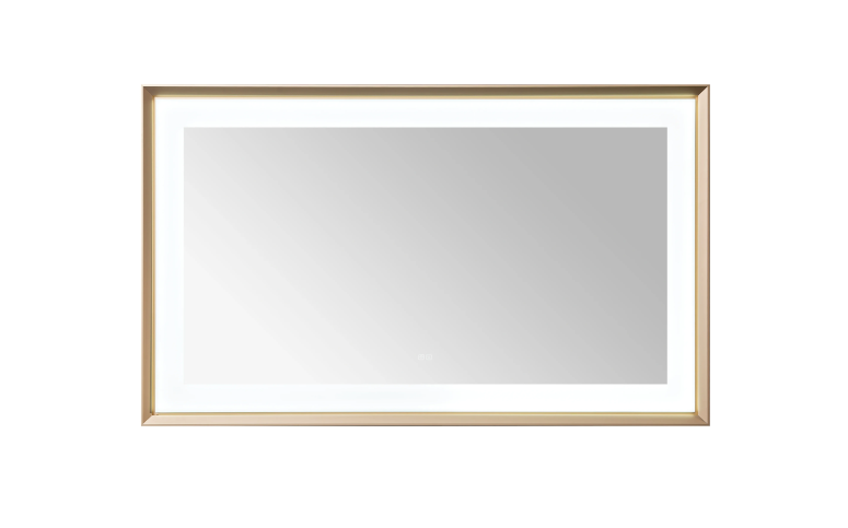 Aquadom Madison 60''x 36'' x 2.28'' LED Lighted Chamfer Frame Mirror with Defogger Brushed Gold Finish