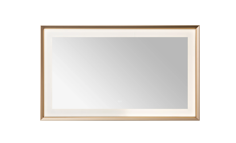 Aquadom Madison 60''x 36'' x 2.28'' LED Lighted Chamfer Frame Mirror with Defogger Brushed Gold Finish