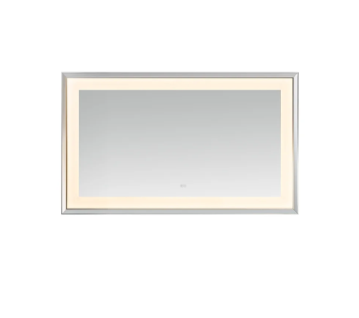 Aquadom Madison 60''x 36'' x 2.28'' LED Lighted Chamfer Frame Mirror with Defogger Chrome Finish