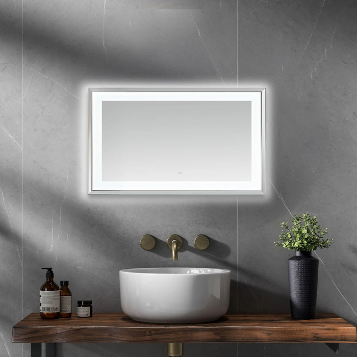 Aquadom Madison 60''x 36'' x 2.28'' LED Lighted Chamfer Frame Mirror with Defogger Chrome Finish