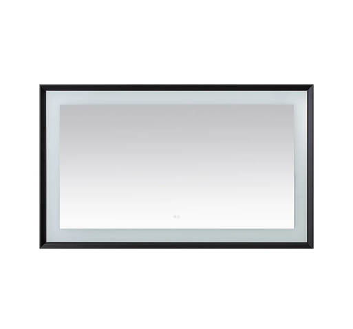 Aquadom Madison 60''x 36'' x 2.28'' LED Lighted Chamfer Frame Mirror with Defogger Matte Black Finish