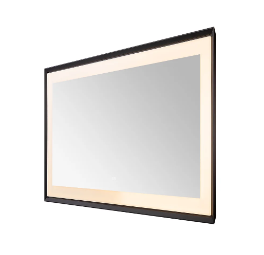 Aquadom Madison 60''x 36'' x 2.28'' LED Lighted Chamfer Frame Mirror with Defogger Matte Black Finish