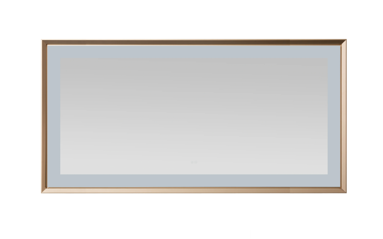 Aquadom Madison 72''x 36'' x 2.28'' LED Lighted Chamfer Frame Mirror with Defogger Brushed Gold Finish