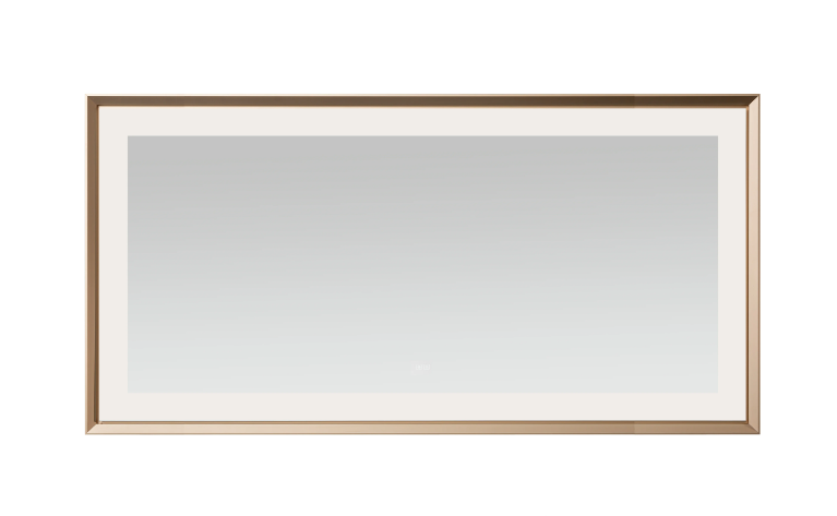 Aquadom Madison 72''x 36'' x 2.28'' LED Lighted Chamfer Frame Mirror with Defogger Brushed Gold Finish