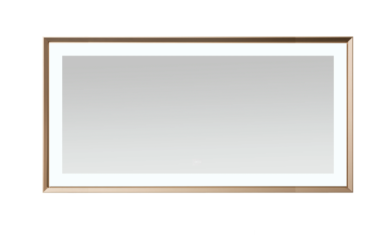 Aquadom Madison 72''x 36'' x 2.28'' LED Lighted Chamfer Frame Mirror with Defogger Brushed Gold Finish