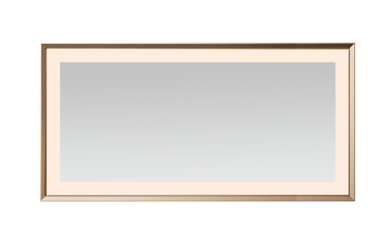 Aquadom Madison 72''x 36'' x 2.28'' LED Lighted Chamfer Frame Mirror with Defogger Brushed Gold Finish