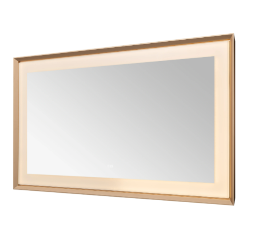 Aquadom Madison 72''x 36'' x 2.28'' LED Lighted Chamfer Frame Mirror with Defogger Brushed Gold Finish