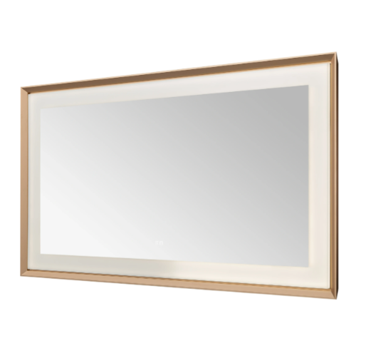 Aquadom Madison 72''x 36'' x 2.28'' LED Lighted Chamfer Frame Mirror with Defogger Brushed Gold Finish