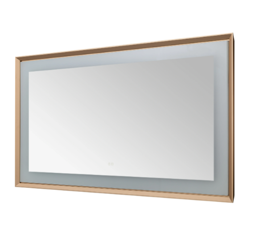 Aquadom Madison 72''x 36'' x 2.28'' LED Lighted Chamfer Frame Mirror with Defogger Brushed Gold Finish
