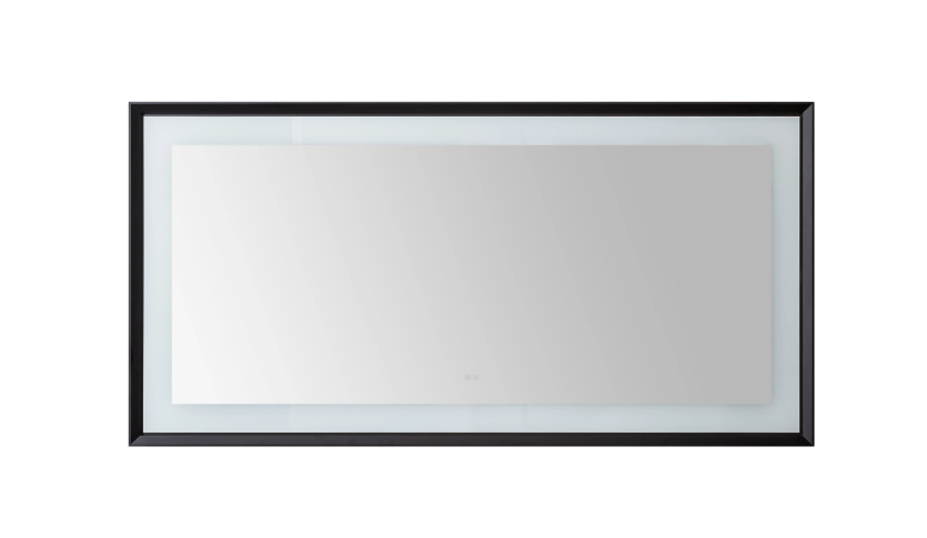 Aquadom Madison 72''x 36'' x 2.28'' LED Lighted Chamfer Frame Mirror with Defogger Matte Black Finish