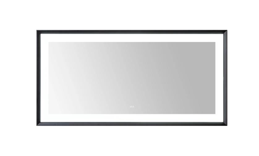 Aquadom Madison 72''x 36'' x 2.28'' LED Lighted Chamfer Frame Mirror with Defogger Matte Black Finish