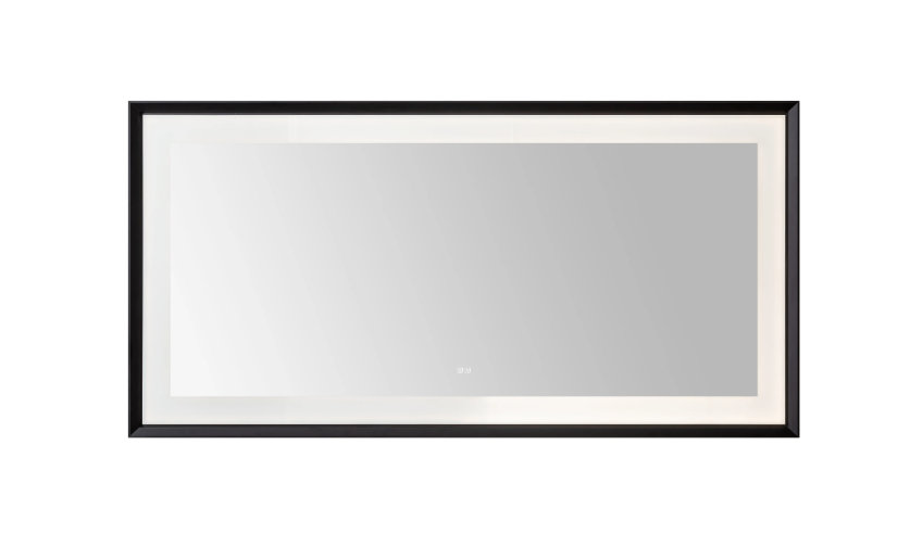 Aquadom Madison 72''x 36'' x 2.28'' LED Lighted Chamfer Frame Mirror with Defogger Matte Black Finish