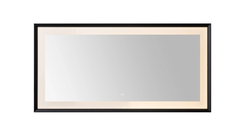 Aquadom Madison 72''x 36'' x 2.28'' LED Lighted Chamfer Frame Mirror with Defogger Matte Black Finish