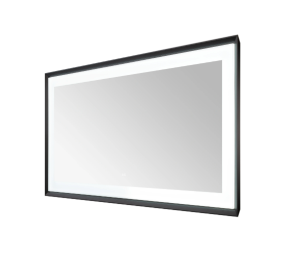 Aquadom Madison 72''x 36'' x 2.28'' LED Lighted Chamfer Frame Mirror with Defogger Matte Black Finish