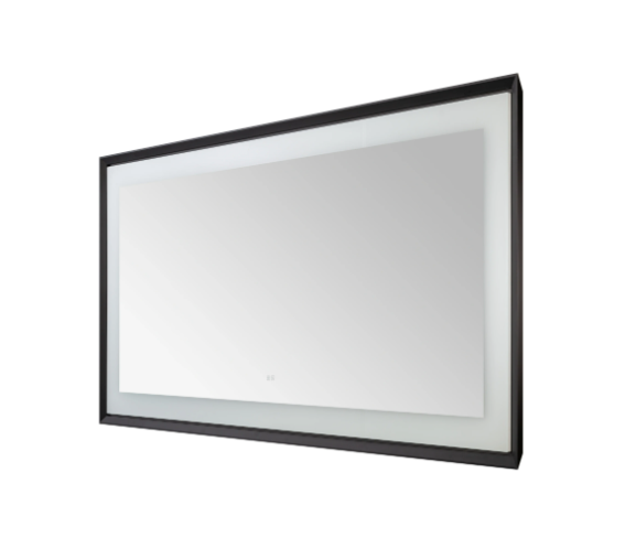 Aquadom Madison 72''x 36'' x 2.28'' LED Lighted Chamfer Frame Mirror with Defogger Matte Black Finish
