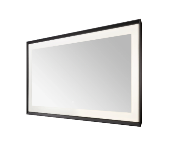 Aquadom Madison 72''x 36'' x 2.28'' LED Lighted Chamfer Frame Mirror with Defogger Matte Black Finish