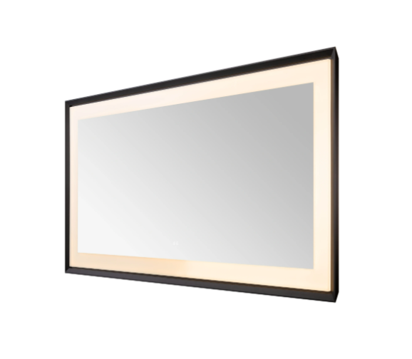 Aquadom Madison 72''x 36'' x 2.28'' LED Lighted Chamfer Frame Mirror with Defogger Matte Black Finish