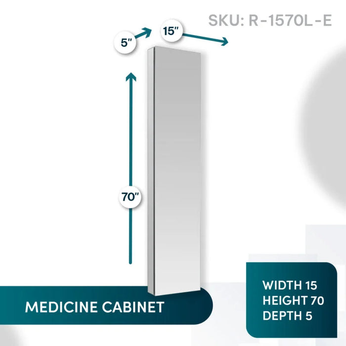 Aquadom Royale 15'' × 70'' Left Hinge Side Tall Medicine Cabinet