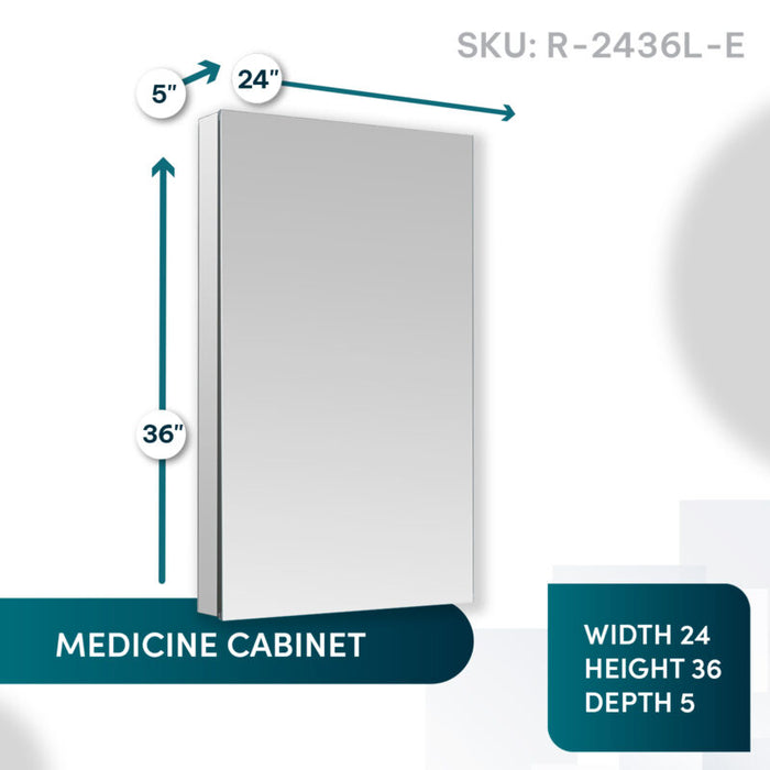 Aquadom Royale 24'' × 36'' Left Hinge Medicine Cabinet