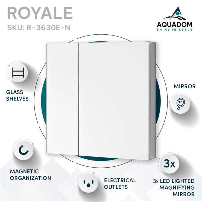 Aquadom Royale 36'' × 30'' LED Lighted Medicine Cabinet