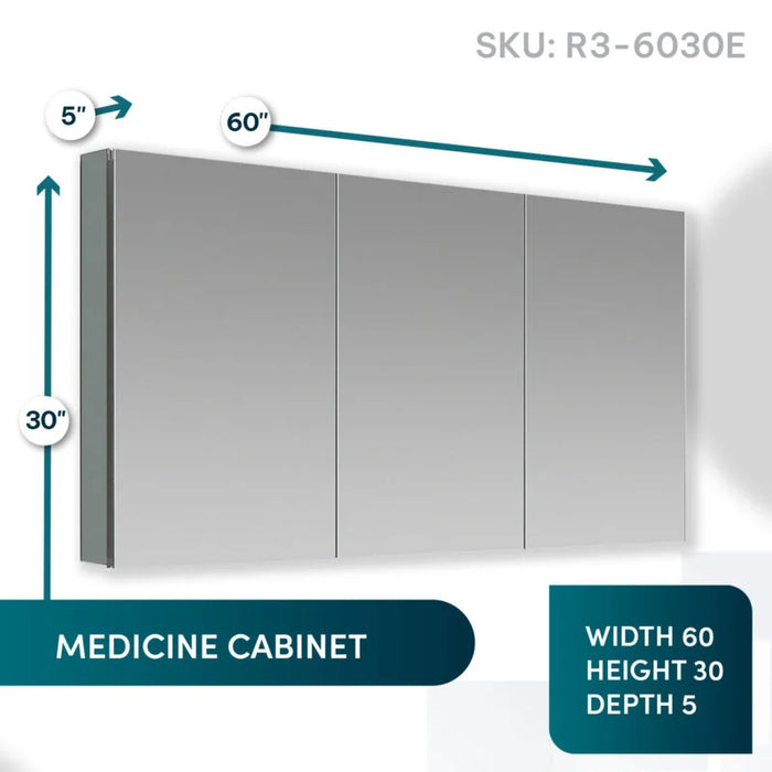 Aquadom Royale 60" × 30" Triple Door Medicine Cabinet