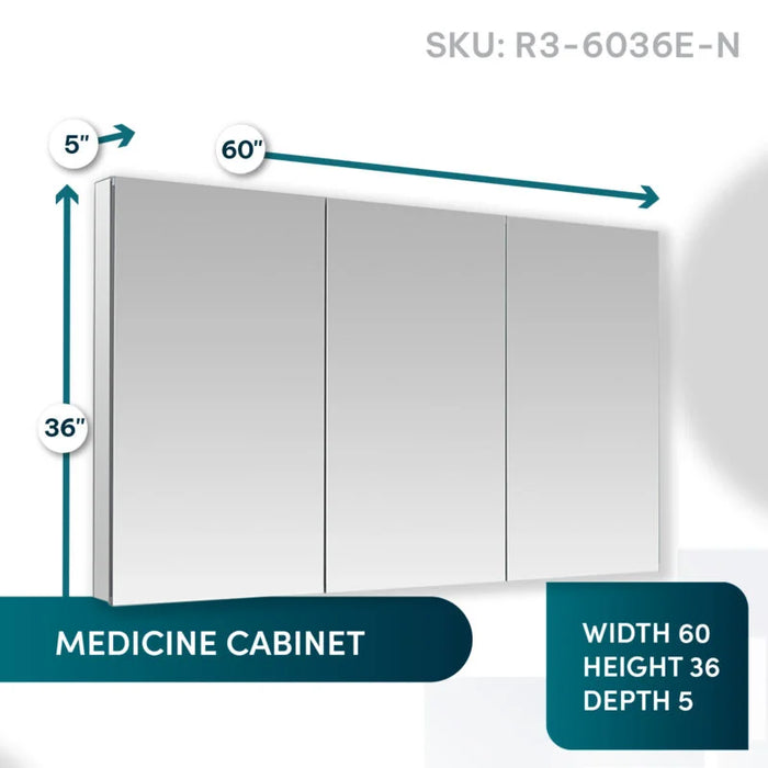 Aquadom Royale 60" × 36" Triple Door Medicine Cabinet