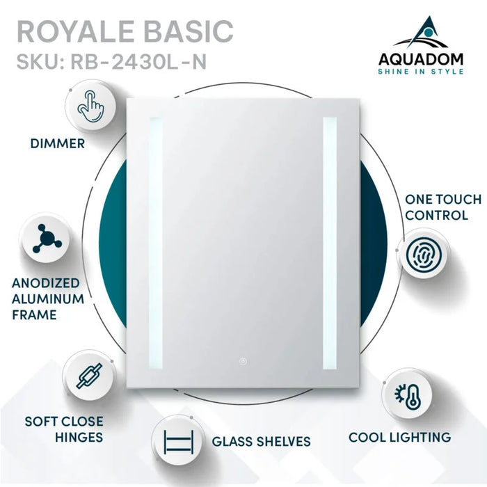 Aquadom Royale Basic 24'' × 30''  Left Hinge LED Lighted Medicine Cabinet