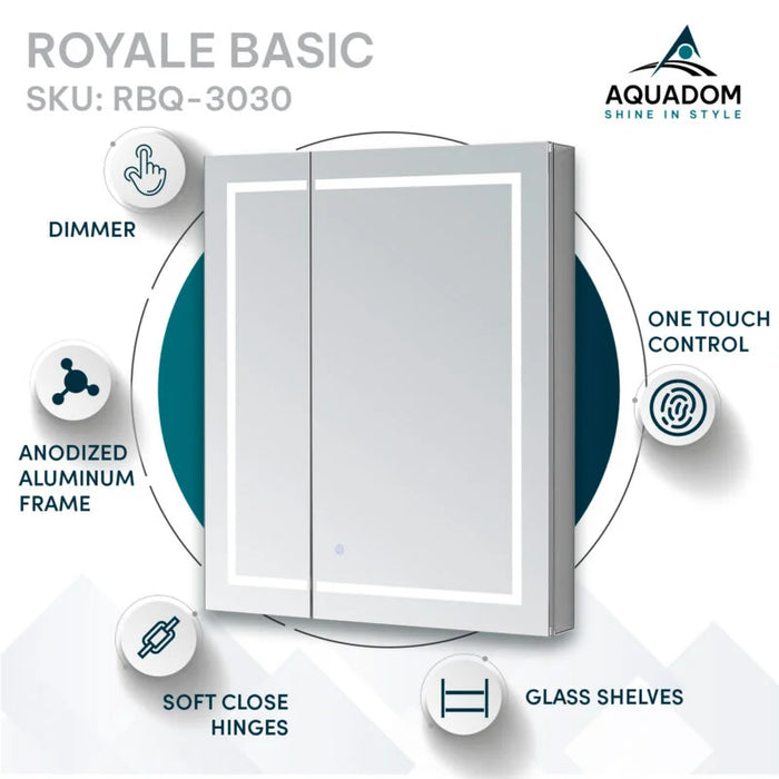 Aquadom Royale Basic Q 30'' × 30'' LED Lighted Medicine Cabinet