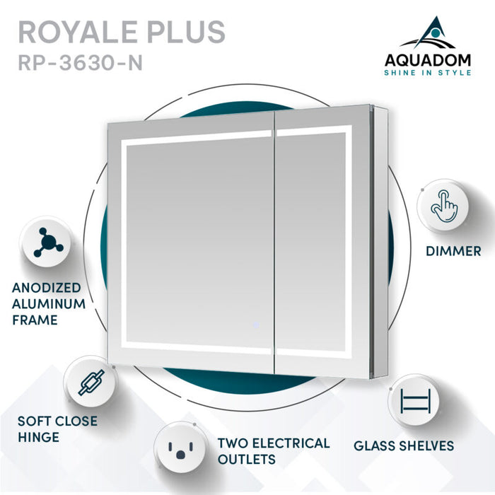 Aquadom Royale Plus 36'' × 30'' LED Lighted Medicine Cabinet