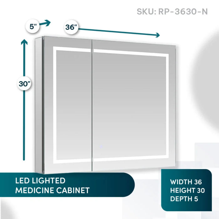 Aquadom Royale Plus 36'' × 30'' LED Lighted Medicine Cabinet