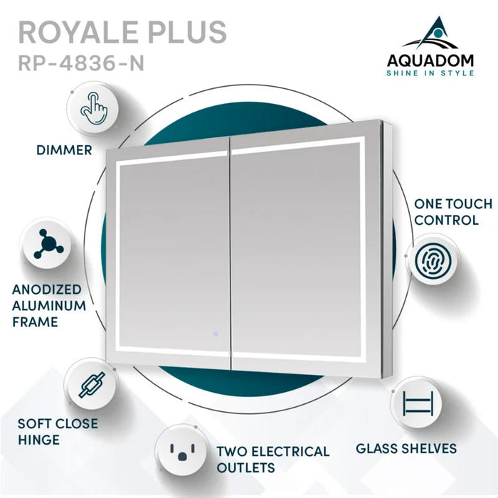 Aquadom Royale Plus 48'' × 36'' LED Lighted Medicine Cabinet