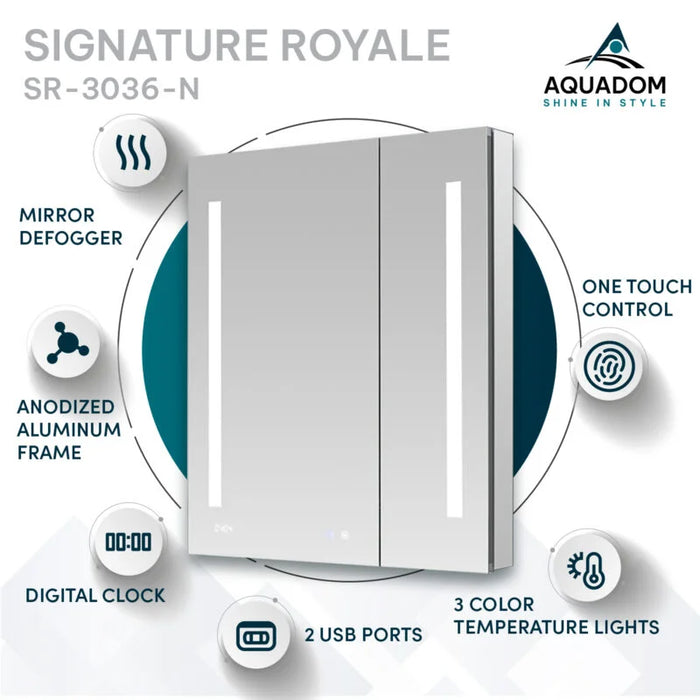 Aquadom Signature Royale 30'' × 36'' LED Lighted Medicine Cabinet