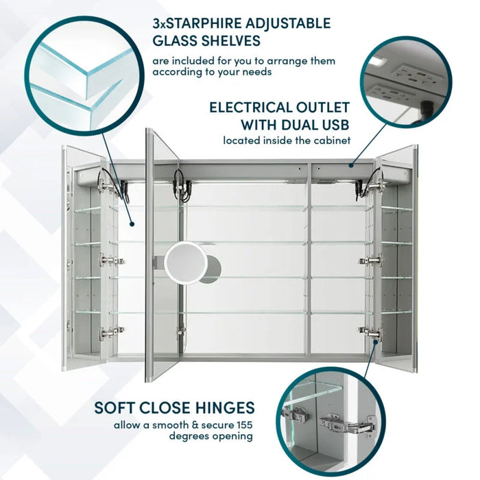 Aquadom Signature Royale 36'' × 36'' LED Lighted Triple Door Medicine Cabinet