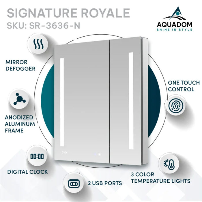 Aquadom Signature Royale 36'' × 36'' LED Lighted Medicine Cabinet