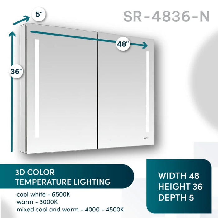 Aquadom Signature Royale 48'' × 36'' LED Lighted Medicine Cabinet