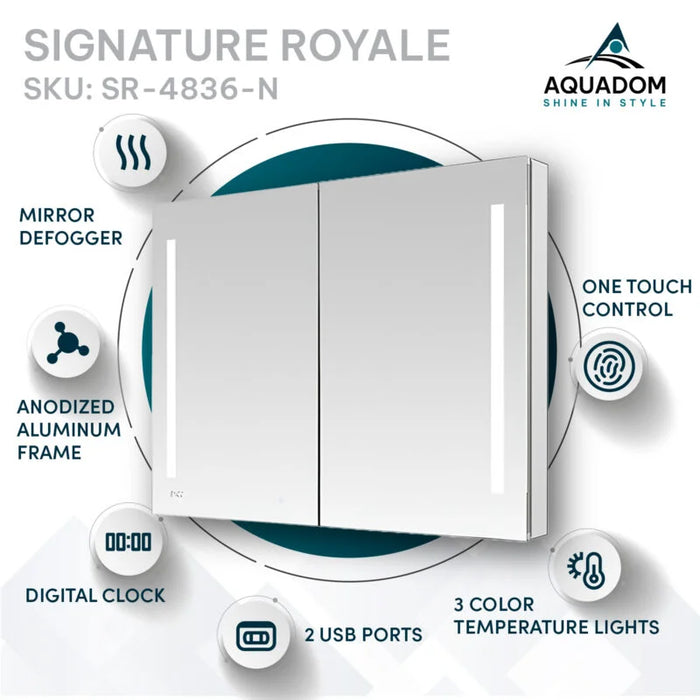 Aquadom Signature Royale 48'' × 36'' LED Lighted Medicine Cabinet