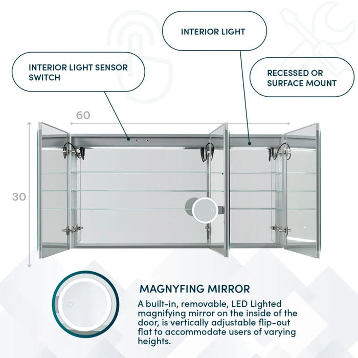 Aquadom Signature Royale 60'' × 30'' LED Lighted Medicine Cabinet
