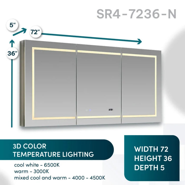 Aquadom Signature Royale 72'' × 36'' LED Lighted Medicine Cabinet