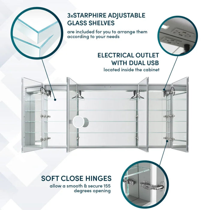 Aquadom Signature Royale 72'' × 36'' LED Lighted Medicine Cabinet