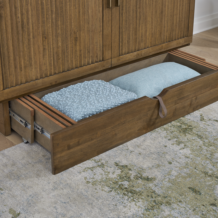 Arason Creden-ZzZ Verona Queen Size Murphy Cabinet Bed Reeded/Medium Brown 583-15