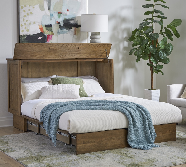 Arason Creden-ZzZ Verona Queen Size Murphy Cabinet Bed Reeded/Medium Brown 583-15