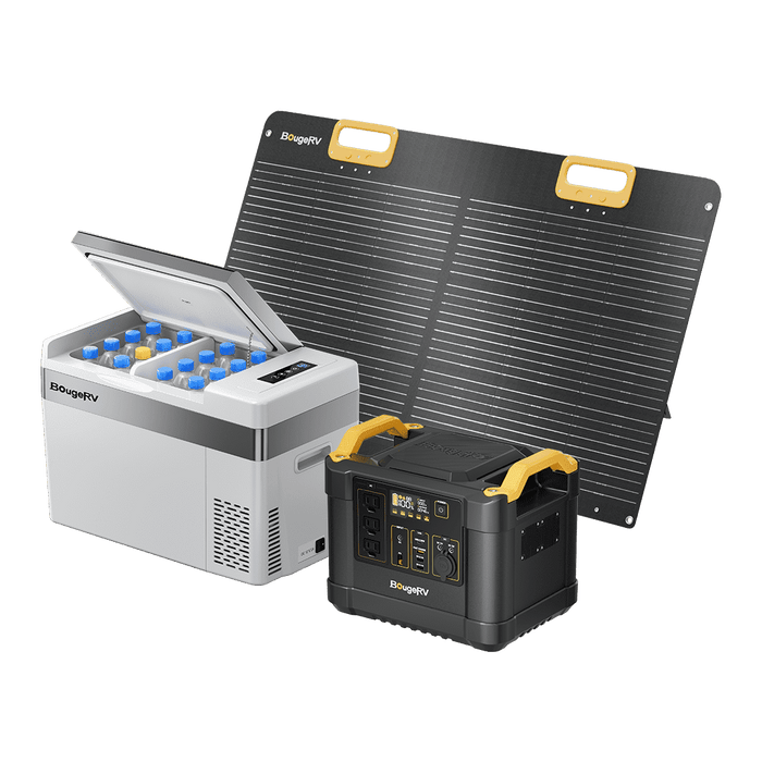 BougeRV 1120Wh LiFePO4 Solar Generator With 30 Quart Portable Fridge ISE120N-192-02803