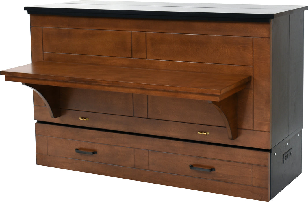 Cabinet Desk Bed | Queen | Cojoba and Black | Studio Series | CabinetBed Inc ST-BWD-COJ-Q