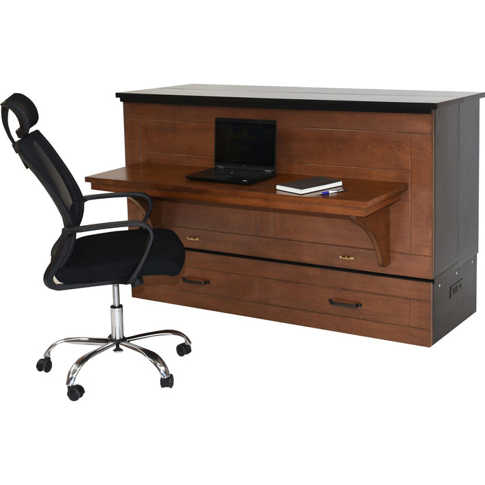 Cabinet Desk Bed | Queen | Cojoba and Black | Studio Series | CabinetBed Inc ST-BWD-COJ-Q