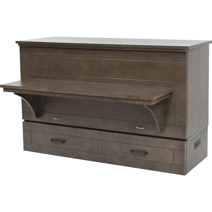 Cabinet Murphy Bed | Queen | Pebble Grey | Studio Series | With Desk | CabinetBed Inc