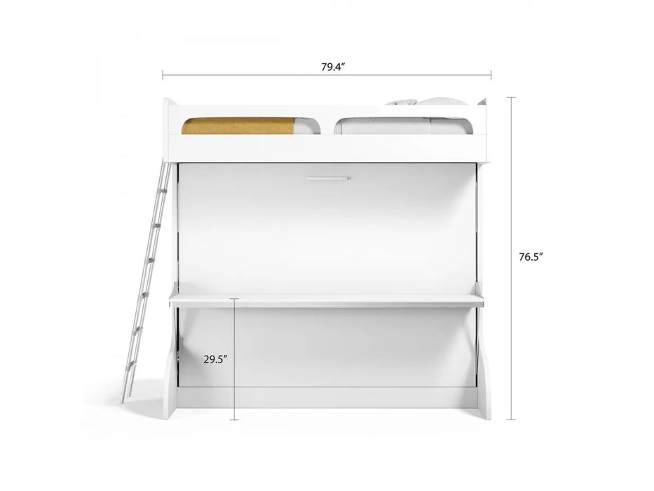 Castello Twin-Over-Full Murphy-Style Wall Bunk Bed with Desk by Multimo Beds