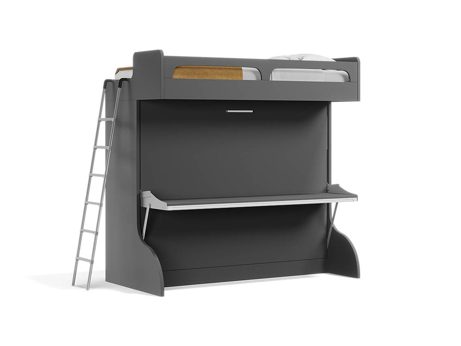 Castello Twin-Over-Full Murphy-Style Wall Bunk Bed with Desk by Multimo Beds
